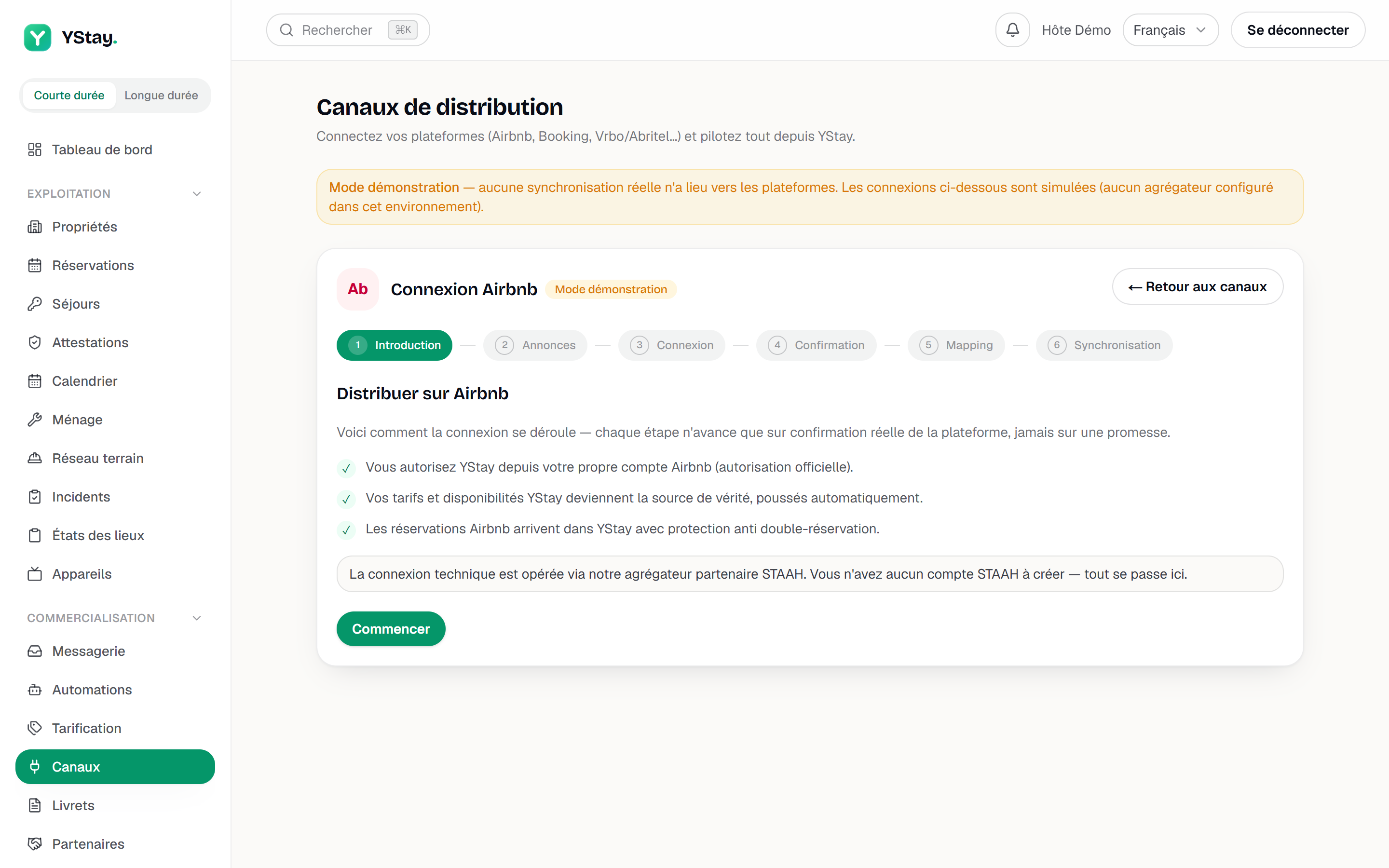 La première étape de l'assistant de connexion.