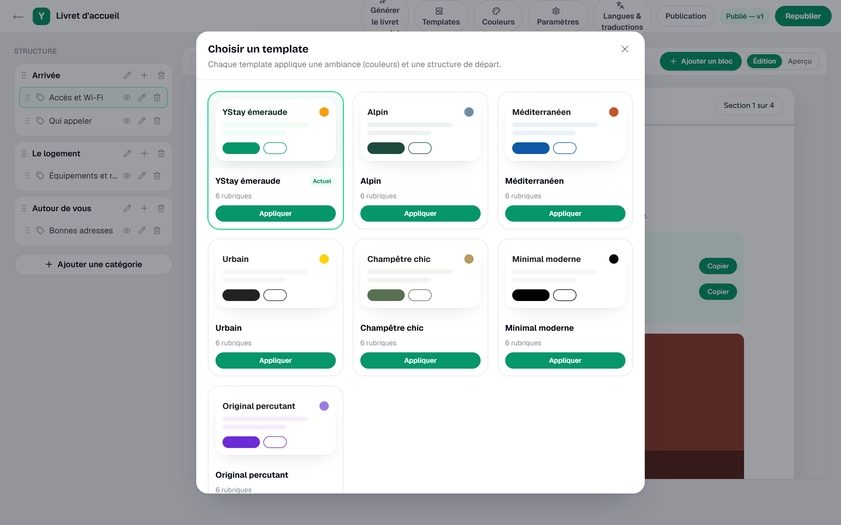 La galerie de templates du Studio livret.