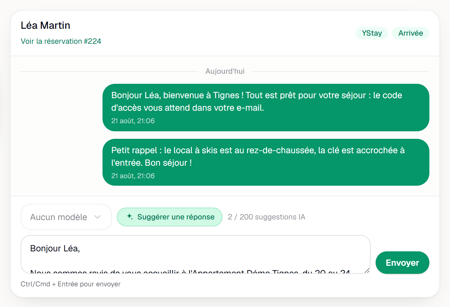Le bouton Suggérer une réponse et l'état qu'il affiche.